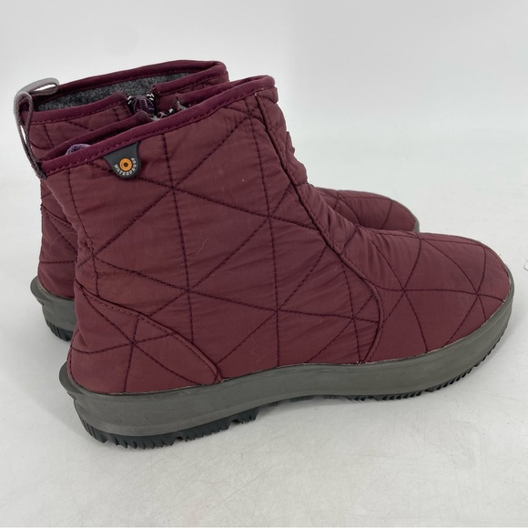Bogs Women's 9 Snowday  Lo Waterproof Winter Snow Boots Burgundy Side Zip 72697 - Picture 3 of 9